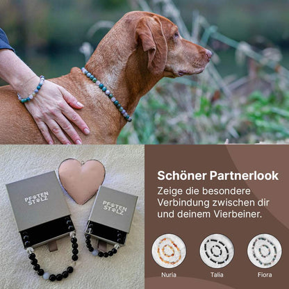 Edelstein-Halskette Fiora für Hunde (Heliotrop, Rosenquarz)